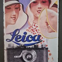 Vintage Style  Metal Sign. LEICA camera advertisement.