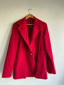 Prettylittlething red single breasted lightweight blazer size 12