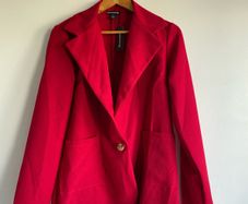 Prettylittlething red single breasted lightweight blazer size 12