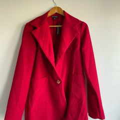 Prettylittlething red single breasted lightweight blazer size 12