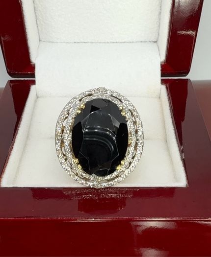 Silver Black & Gold Stunning statement ring