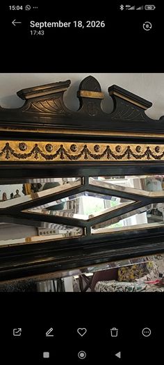 1886 Victorian Aesthetic Movement Ebonised & Gilt Overmantel Mirror