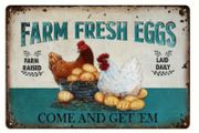 Farm Fresh Eggs : Metal Sign