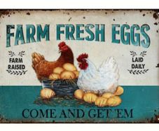 Farm Fresh Eggs : Metal Sign