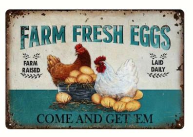 Farm Fresh Eggs : Metal Sign