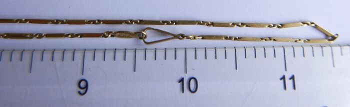 Antique Solid 18K Yellow Gold Bar-Link Chain Necklace length 23" - 5,6g