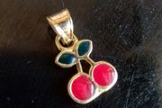 14ct solid gold cherry pendant