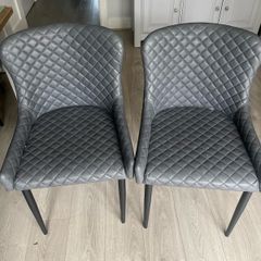 6 PU leather grey chairs