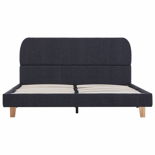 Bed Frame Dark Grey Fabric 135x190 cm