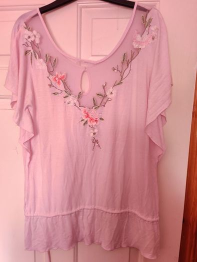 Pink embroidered top size UK12 EU40 Postage included