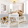 Ceiling Lights, Semi Flush K9 Crystal Chandelier Lamp with Metal Lampshade, E27 Gold Ceiling Lighting, Modern Light Fittings for Kitchen Hallway Living Room Bedroom Hall Home Decoration Image 2