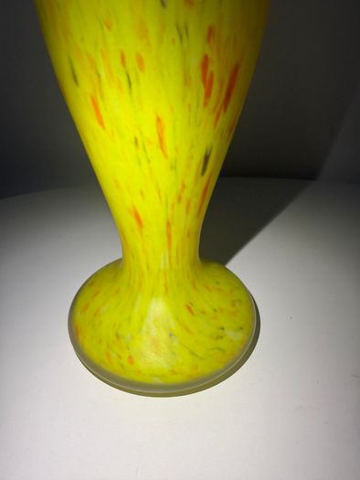 Pair of French Art Deco Mottled Glass Vases - Legras Style, 32.5cm