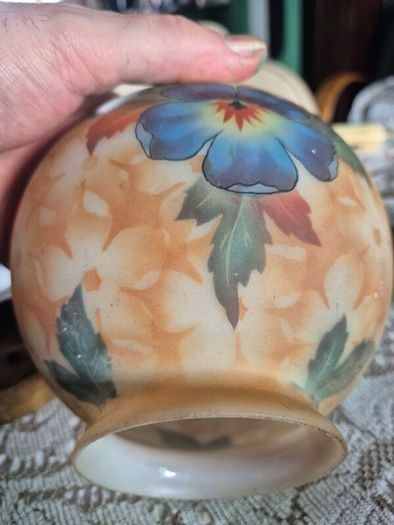 Handpainted Glass Globe shade Bellova Antique 1920s/30s Bellova Art Nouveau Czech glass globe shade