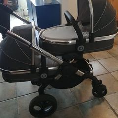 icandy peach blossom twin buggy and two car seats
