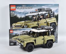 A BUILT LEGO TECHNIC LAND ROVER DEFENDER, no. 42110, includes large built model, instructions and outer box, great condition