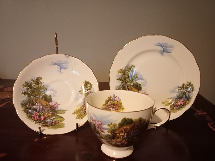 Vintage Royal Vale " Country Cottage". 22 pieces Tea Set, Bone China England.