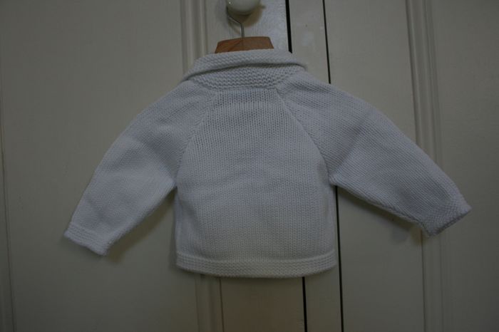 The Little White Company White Cotton Knit Cardigan Age 0 - 3 Months - Like New