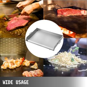 BRAND NEW Stainless Steel Griddle Flat Top Grill Frying Pan with Handles for Outdoor Camps BBQ Grilling Cooking Pancakes, Bacon, Egg