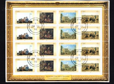 2002 Ireland 140th Anniversary of the National Gallery of Ireland Commemorative Stamp Sheetlet Fine Used with Dublin CDS cancel of 29th August 2002 (Frist day of issued) on envelope extract.
