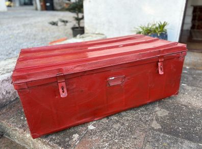Large painted metal storage chest