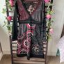 dress 100% cotton black patterned dress v neckline & long sleeves size small Image 8