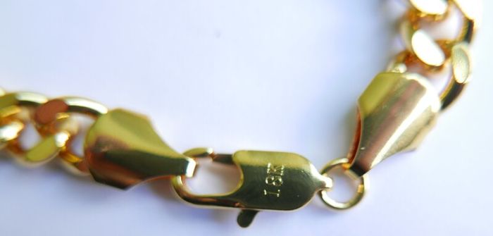 Men's  Bracelet 18K Yellow Gold Plated Flat Cuban Link Chain Bracelet length 8"