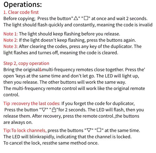 Rechargeable 20 Channel Smart Multi-Frequency Wireless Copy Remote Control, Automatic Gate Rolling Shutter Door Duplicator Key