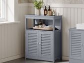 Bathroom cabinet with double door Bathroom cabinet with open compartment  white or grey