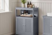 Bathroom cabinet with double door Bathroom cabinet with open compartment  white or grey