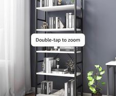 Industrial Bookshelf, 5-Tier 24.8" White Shelving Unit Wood Bookcase with Open Shelves, Rustic Standing Bookshelves Metal Frame Display Rack for Living Room,Bedroom, White