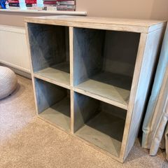 Rustic 2x2 Cube Storage Unit Washed Wood Effect