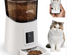 MYPIN 6L WiFi Cat Food Dispenser - Automatic Feeder With Timer, 1080P HD Video, Night Vision, 10s Voice Recording - Up to 20 Portions 12 Meals Per Day