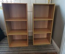 wooden shelves