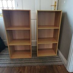 wooden shelves