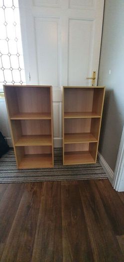 wooden shelves