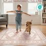 160x230cm,Large Washable Pink Rug with Non-Slip Backing,Boho Short Pile Soft Carpet for Home Office & Dining Room Image 2