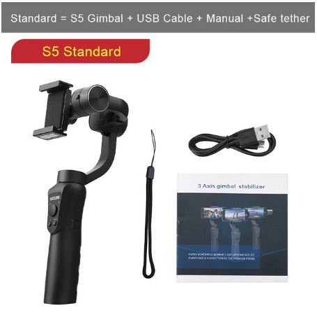 Original S5 3 Axis Gimbal Handheld Stabilizer For Video Record Vlog Live For Mobile Smartphone Action Camera Gopro