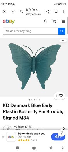 Vintage KD Denmark Butterfly brooch