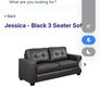 3 seater black sofa Image 3