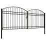 Fence Gate Double Door with Arched Top Steel 400x175 cm Black Image 2