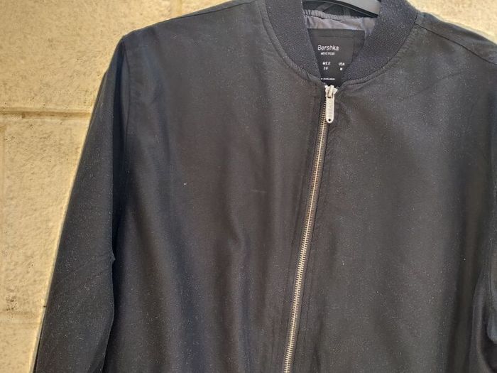 Bershka polyester black bomber jacket