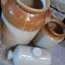 Collection of Eight Antique Stoneware Jars including Two Antique Hot Water Bottles Image 9
