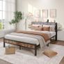 King Size Bed Frame with Storage,Metal Bed Frame Kingsize Bed Upholstered Platform Bed with Charge Station and USB Ports,Removable Bedside Shelf,Easy Assemly,Black + Grey Image 6