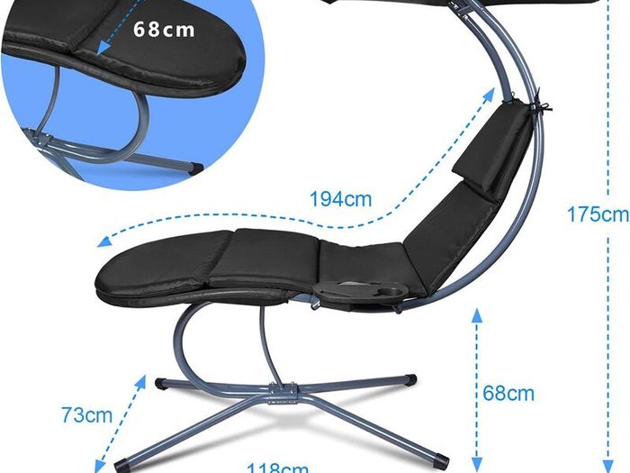 Floating Lounger with Adjustable Sun Canopy and