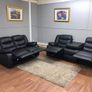 Black leather recliner sofa Image 3
