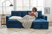 Blue Corner Sofa Bed Storage,215cm