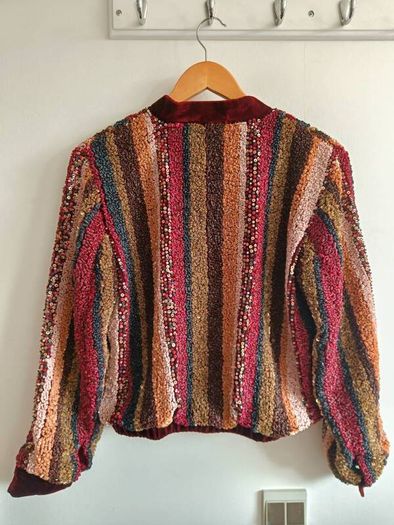 Sezane Paris Beaded & Velvet Jacket