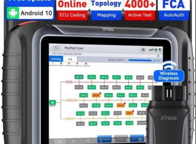 XTOOL D8W D8S Bluetooth Car Diagnostics , mileage correction Tool Automotive Scanner  ECU Coding Bi-directional 42+ Resets CANFD DOIP FCA Topology