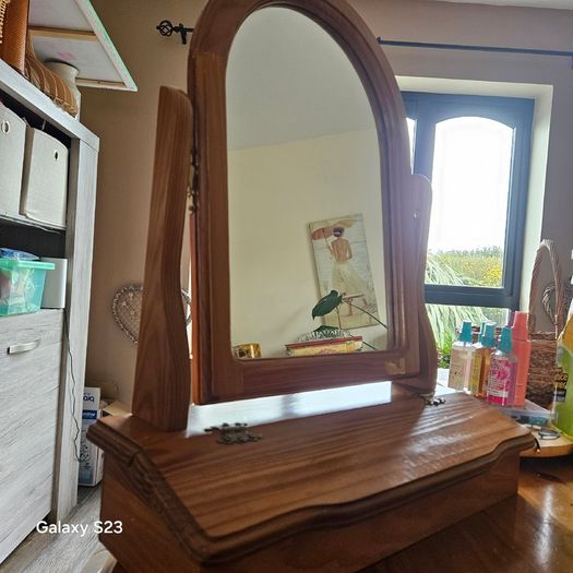 Vintage mirror swivel in pine dressing table mirror