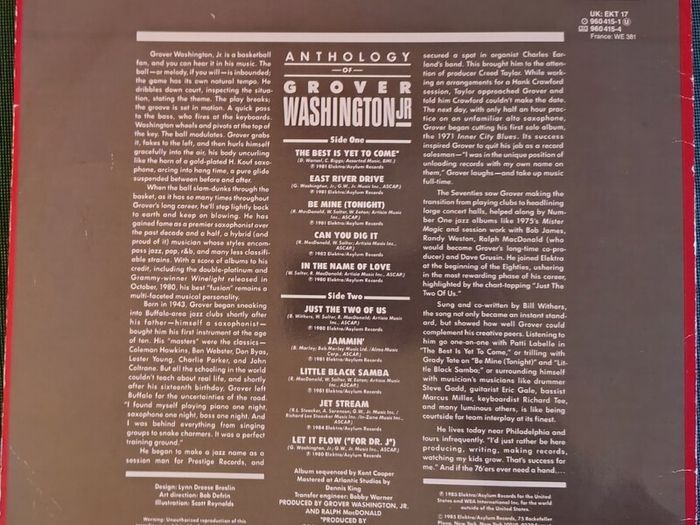 Grover Washington, Jr. - Anthology Of Grover Washington Jr. Vinyl LP (1985) Smooth Soul Jazz EX+